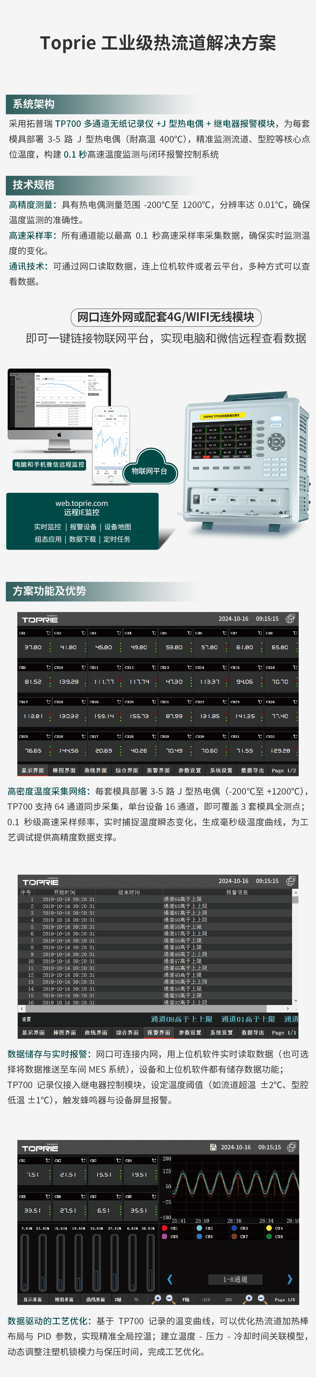 多通道記錄儀在注塑機的熱流道模具溫度監測